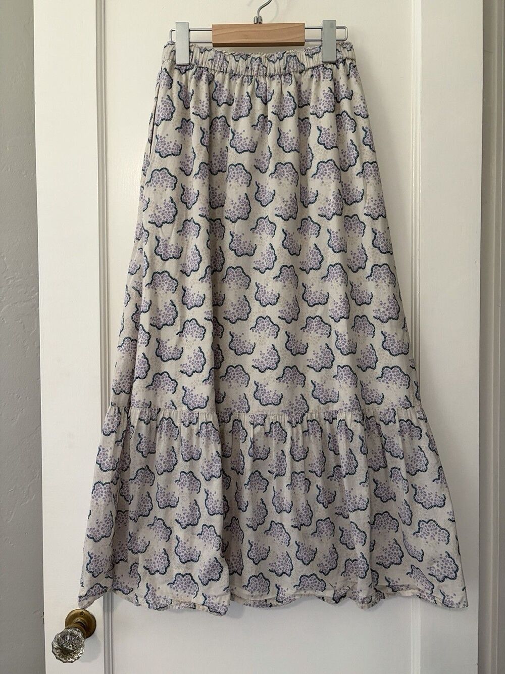 UNIQLO x Anna Sui EUC Floral Tiered Peasant Cotton Midi Skirt Cottagecore Boho